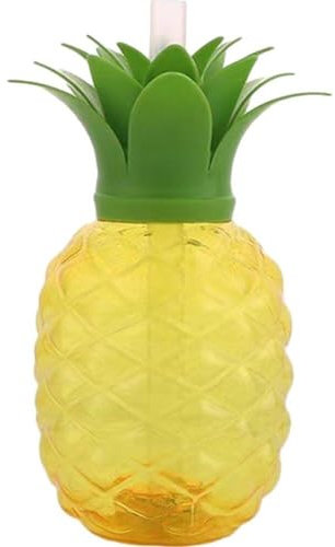 Generic Kunststoff-trinkbecher Strohhalm Und Deckel, Ananasbecher, Wiederverwendbarer Ananas-getränkebecher, Safttrinkgläser Für Strand-themenparty-zubehör