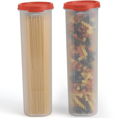 SIGNORA WARE luftdichte Aufbewahrungsboxen mit Deckel für Spaghetti und andere Lebensmittel aus BPA-Freiem Plastik - 2 Stück - Hochwertige transparente Küchen Vorratsdosen - To-Go Snackbox