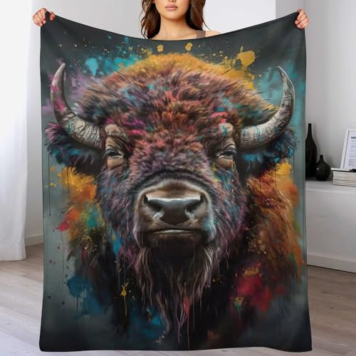 Stier Decke Kuscheldecken Couchdecke, Übergroße Warme Super Weiche Decke, Schlafdecke Tagesdecke Flauschige Decke(130×180cm)