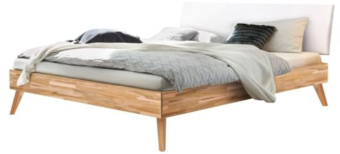Hasena Trento Bett Pesaro Kernbuche Natur Kopfteil weiß 90x200