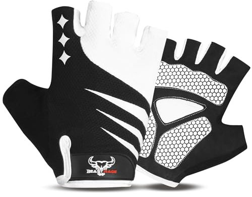 Halbfinger-Fahrradhandschuhe für Männer und Frauen mit Gelpolster rutschfest stoßdämpfend Gewichtheber-Trainingshandschuhe fingerlose atmungsaktive Mountainbike-Handschuhe für MTB Radfahren