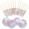 Gyufise 50Pcs Laser Pink Umbrella Cupcake Toppers Paper Umbrellas Cocktail for Summer Hawaiian Cake Topper Decorations Umbrella Handmade Sticks Party Decoration Supplies