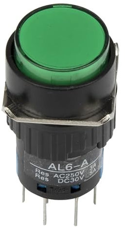 NIWPPKIMX 5 unids/Lote AL6-A-22 16mm autobloqueo ON-Off Interruptor de botón Redondo AL6-A pulsador de 8 Pines 220V 12V LA16Y-22D(Green,220V)