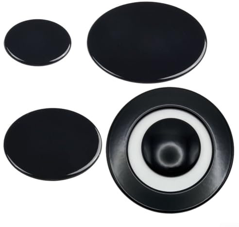 HEBEOT 4 Pcs Cooker Hob Gas Burner Iron Burner Cap Cap Burner Cap For Gas Stove Oven Burner Accessories For Many Gas Stoves Black(Flat)