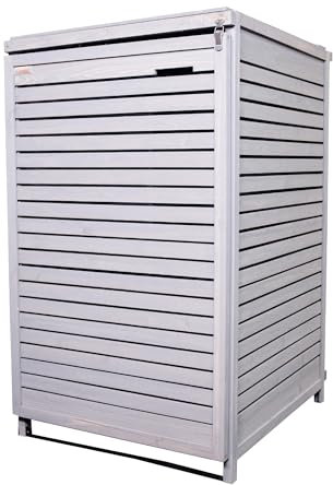 Samuel ALEXANDER 68cm x 1.14m Grey Wooden Outdoor Garden Wheelie Bin Store Storage for 1 Bin - Garden Bin Storage box, Wheelie Bin Hideaways, Bin Shed