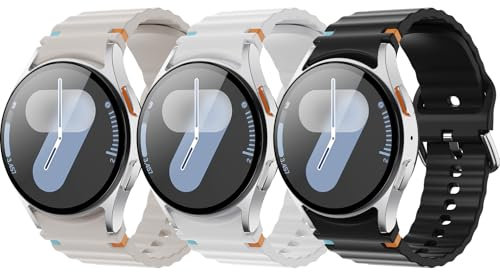 3 Stück Silikon Armband Kompatibel mit Samsung Galaxy Watch 7 FE 6 5 4 40mm 44mm/ 5 Pro 45mm/ Watch 6 4 Classic 43mm 47mm 42mm 46mm Damen Herren SWB