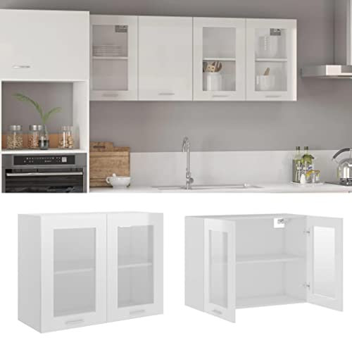 LLEZKBR Furniture Select-Armario colgante de cristal blanco brillante 80 x 31 x 60 cm, madera de ingeniería