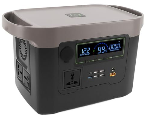 Tragbares Kraftwerk mit 500 W und 460 Wh, Intelligentes Managementsystem, Reine Sinuswelle, Batterie mit Großer Kapazität, Solarladung (220V EU-Stecker)