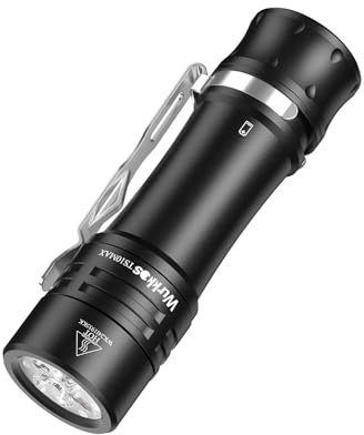 Wurkkos Rechargeable EDC Flashlight,95 CRI LED Flashlight,1-2500 Lumen Brightness,RGB Aux LED,Anduril 2.0 UI(5000K) (Black)