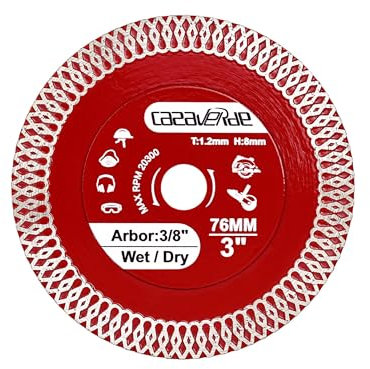 Casaverde 2 dischi diamantati da 76 mm, lama super sottile in porcellana per taglio su porcellana, piastrelle, pietre, marmo e ceramica