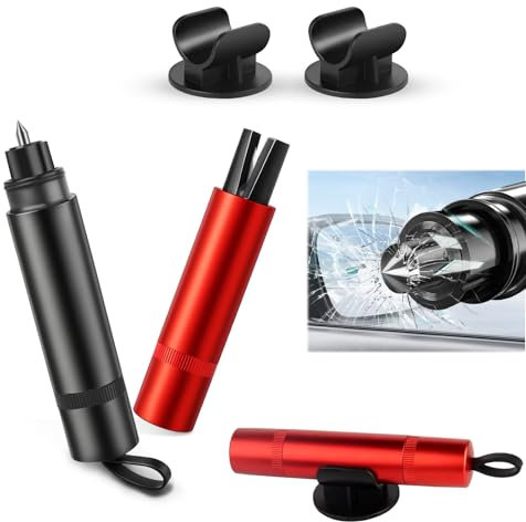 Safe Pro X - Lot de 2 marteaux d'urgence 2 en 1 pour voiture - Avec coupe-ceinture et brise-vitre - Safepro X - Pour vitres de voiture, Certifié TÜV, Auto Glass Bright Mouse Coating Plating