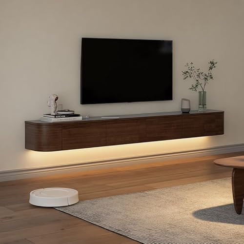 TULAZOU TV Lowboard TV Board hängend I 180cm-240cm I TV Schrank Hängeschrank Wohnwand/Braun I 240cm