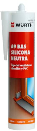 WURTH A9 BAS, neutrales Silikon, Weiß, 310 ml, professionelle Versiegelung für Aluminium, PVC und allgemeines Bauwesen (1)