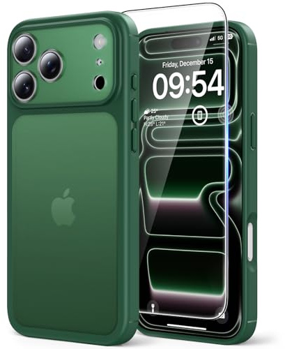 TAURI für iPhone 17 Pro Max Hülle 6,9 mit Panzer Schutz Glas Folie, Vollständiger Kameraschutz, [Anti-Vergilbung] Stoßfest Militärstandard Transparent Handyhülle - Matt Gebirgswaldgrün