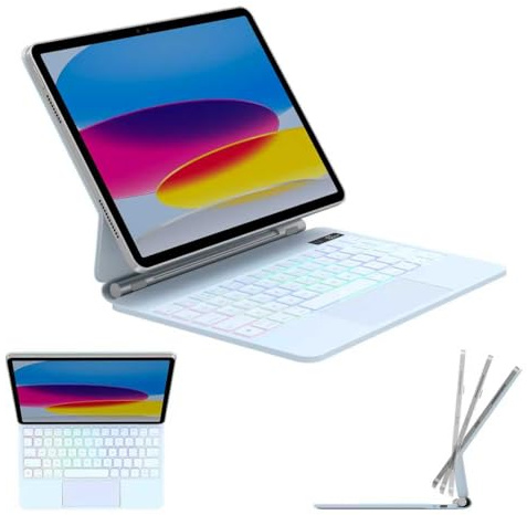 TECHGEAR Keyboard Case for Apple iPad Air 11 (M3 2025/M2 2024, Air 5th/4th Gen, Magnetic Floating Stand, Precision Multi-Touch Trackpad, 7 Color Backlight, QWERTY for iPad Pro 11 (4th/3rd/2nd/1st)