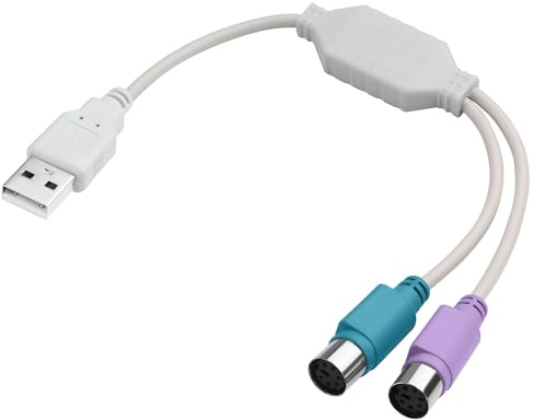 ELFJMZP USB to PS2 Converter Cable, 2-in-1 USB A to PS/2 Adapter for Keyboard Mouse, Plug and Play Compatible with Industrial PC, Old Motherboard, KVM Switch, No Driver Required