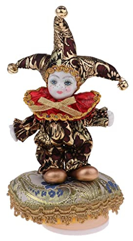 DXEHSEUY Pocerlain Triangel Puppe Clown Modell, Spieluhr, Heimdekoration, 15,2 cm, Braun
