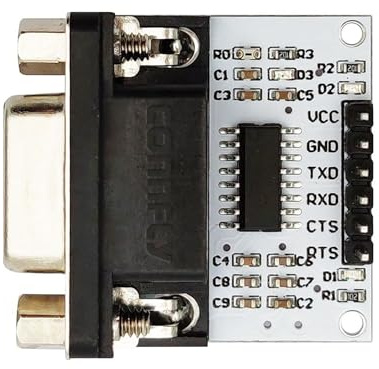 iiunius SP3232 RS232 to TTL Converter Module, DB9 Female Serial Port to UART Adapter, 3.3V/5V Level Shifter, ESD Protection & Flow Control, RX/TX/Power LEDs, 6-Pin Dupont Cable