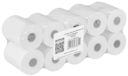 OFFICE PRODUCTS Kassenrollen Thermorollen / 10 Rollen - 57mm x 25m/ Weiß/Thermopapier Bonrollen für Registrierkasse - Bondrucker/BPA Frei/für EPOS, POS, PDQ, Kassensystem