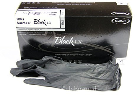 Latex Handschuhe Gants Gloves Box mit 100st. Schwarz/ Black Gr:XL