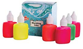 Scola Marbling Ink, 6 Assorted Fluorescent Colours, 25ml Bottles, Marbled Patterns, School Supplies, Art and Crafts Projects, Children's Craft Projects, For Kids