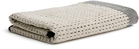 möve Eden Duschtuch Piquée Struktur mit Schlauchsaum 80 x 150 cm aus 80 % Baumwolle / 20 % Leinen, nature / black