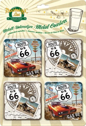 Nostalgic-Art 46006 US Highways Route 66 Gas Up, Untersetzer-Set, 4-teilig