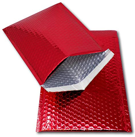 EPOSGEAR 10 Red Shiny Metallic Foil Bubble Padded Bag Mailing Envelopes - Perfect for Marketing, Promotions or and Alternative to Gift wrap (A4 / C4-324mm x 230mm)