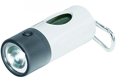 Gassi Beutel Behälter mit LED Taschenlampe inkl. Batterie und 20 Kotbeutel - Hundetüten - Box / Spender