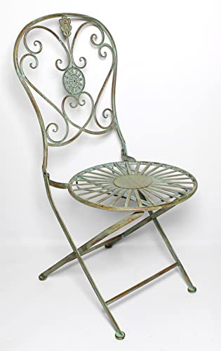 FRANK FLECHTWAREN Bistrostuhl Metall-Stuhl Pfauenauge Ø 40 cm, Sitzhöhe 45 cm, GH 93 cm, Klappbar- Gleich mitbestellen, passender Tisch mit Best.Nr B01D8C5ON4