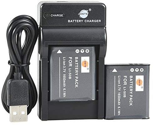 DSTE Li-50B Li-ION Batterie (2-Pack) et Chargeur USB Compatible pour Olympus Stylus 1010 1020 1030 9000 9010 SP-800UZ SP-810UZ SZ-10 SZ-11 SZ-12 SZ-15 SZ-20 SZ-30MR SP-720UZ