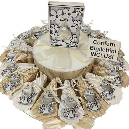 Torta bomboniere Comunione Pendente appendino Calice Confetti e Biglietti Inclusi (20 fette)