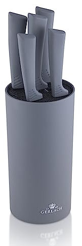 Gerlach Smart Grey Messerblock Messerset Küchenmesserset 5 Messer aus Edelstahl Küchenmesser im Block Kochmesser Brotmesser Gemüsemesser Küche Küchenutensilien Küchenzubehör