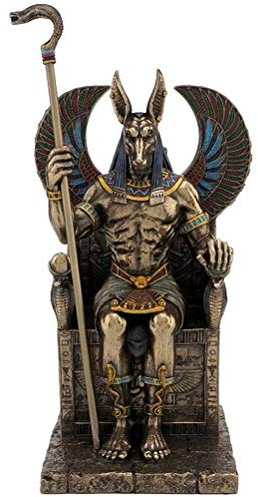 Studio Collection Anubis Statue, Ägyptischer Gott, antikes Polyresin, Farbe Bronze, Messing, Figur Ägypten Gott