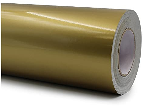 Finest Folia Pellicola per plotter per mobili, lucida, lucida, per cucina, autoadesiva, in PVC, 63 cm, larghezza media (091 oro, 10 metri)