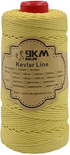 9KM DWLIFE Geflochtene Kevlar-Schnur, 453.6 kg, 300 m, 2.5 mm, robuste Speerpistolen-Schießschnur, riesiges Modell, Rakete, Paracord-Schnur, niedrig dehnbar, Angelhilfe, Schnur für den Außenbereich