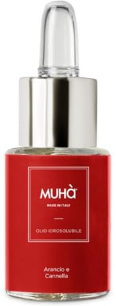 MUHA' | Olio Essenziale, Idrosolubile per Lampada ad Ultrasuoni, Fragranza Arancio e Cannella, Formato da 15 ml