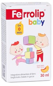 Ferrolip Baby Iron Supplement for Children and Babies in Drops (30 ml Peach) – Without Gastrointestinal Discomfort – Free of Metallic Flavour