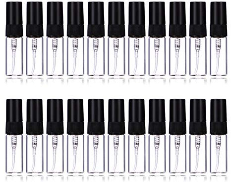 Enslz Parfümzerstäuber, nachfüllbar, Mini, Leer, Reise, transparent, nachfüllbar, Glasflaschen, 35 Stück (3 ml, schwarz)