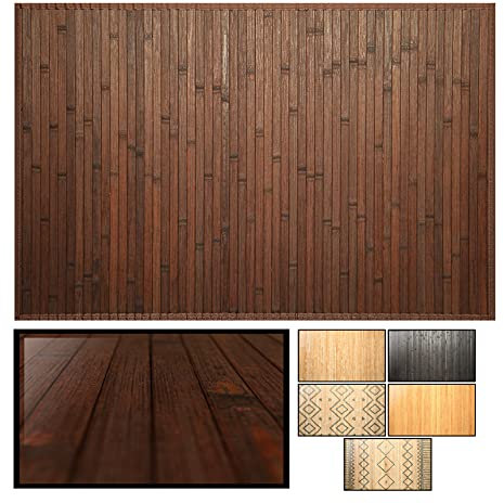 LucaHome – Alfombra bambú Uganda Ideal para Interior, Alfombra bambú para Cocina, salón, despacho, Dormitorio con Cenefa, Alfombra de bambú Antideslizante (Chocolate, 80x150cm)