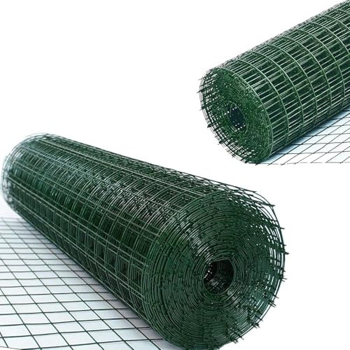 Green Wire Fencing 3ft X 33ft(90cmX10m) Hot Dipped Galvanised Wire Fencing PVC Coated Wire Mesh Fencing Decorative Fence for Garden Outdoor Vegetables Garden Fruits Plants Animals 100mmX75mm Hole Size