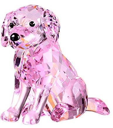 Dekofigur Labrador Hund Welpe aus Kristall, Tiere, schönes Handwerk, Heimdekoration, Ornamente, Sammlerstück, Geburtstagsgeschenke, Rosa