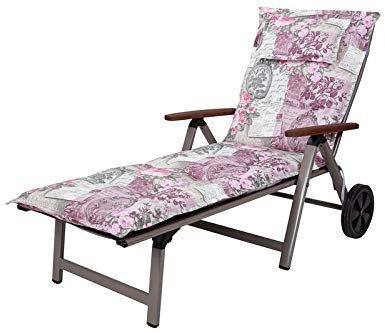 Kettler Polen KETTtex 0798 Auflage Rollliege Rom 0798 rosa-grau Blumen Landhaus 195x60x9 cm (ohne Liege)