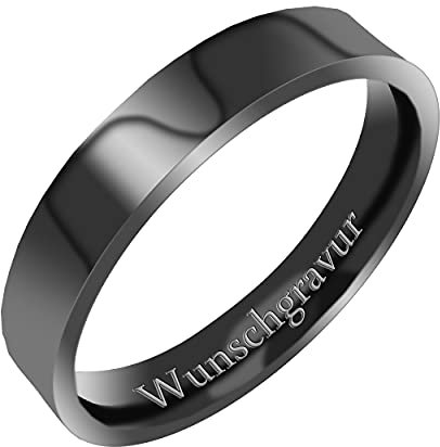 Everstone Paar Ringe Eheringe, Titane Ring Herren/Damen Hochzeit, Verlobung, Alltag, Freundschaftsring, Männer Damen Partnerringe Eheringe, Größe 46 bis 77 Farbe schwarz 6MM 4MM