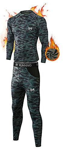 MEETYOO Ensemble de sous-Vêtements Thermiques Homme, Sport Base Layer Maillot Manches Longues Pantalon Quick Dry Sou Vetement pour L'entraînement Ski Running Randonnée