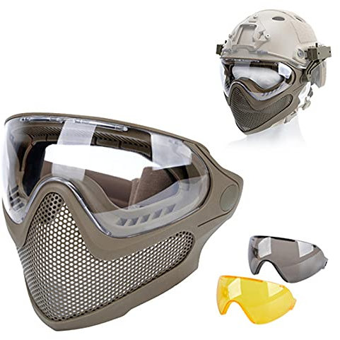 ACEXIER Airsoft Paintball Chasse équipement Tactique Double Mode Mise à Niveau en Acier Maille Demi-Masque Militaire Jeu de Guerre Masque Protecteur