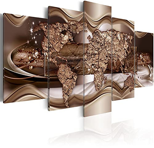 murando Acrylglasbild Weltkarte 100x50 cm 5 Teilig Wandbild auf Acryl Glasbilder Kunstdruck Moderne Acrylglas Platte Wanddekoration Geschenke Heimdekoration Glasbild Landkarte Kontinente Abstrakt