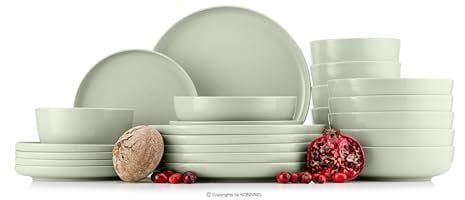 Konsimo. Geschirrset 6 Personen - VICTO Teller Set Modern 24 Teilig - Tafelservice & Geschirrsets - Kombiservice 6 Personen - Steingut Service für Familie - Geschirr Beige - Plates - Essgeschirr