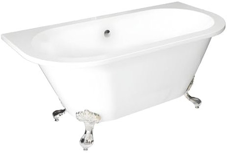 Vente-unique-Baignoire semi-îlot retro avec pieds d'aigle - 154 L - 150 x 74 x 61 cm - Blanche - Acrylique - SPARUS