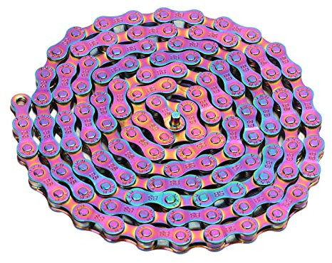 Fahrradkette, 6/7/8-fach Farbbeschichtete Fahrradkette aus Kohlenstoffstahl mit Kettenverbindern, Hochfester Anti-Rost-Anti-Fading-Fahrradkettenersatz für Mountainbikes, Rennräder